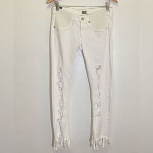 Citizens of Humanity - White Racer Skinny Leggings Frayed Destroyed - size 28